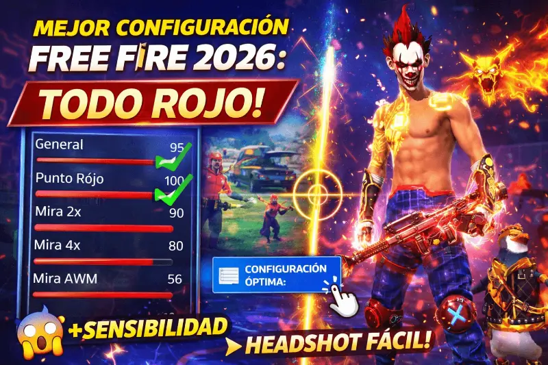 Mejor sensibilidad y configuración para dar todo rojo Free Fire 2026