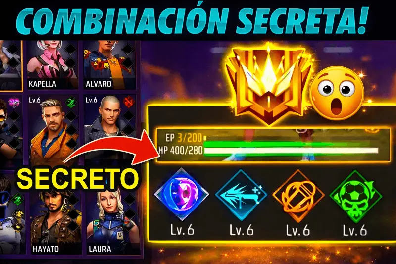 Mejores combos de habilidades Free Fire 2026 rush francotirador soporte